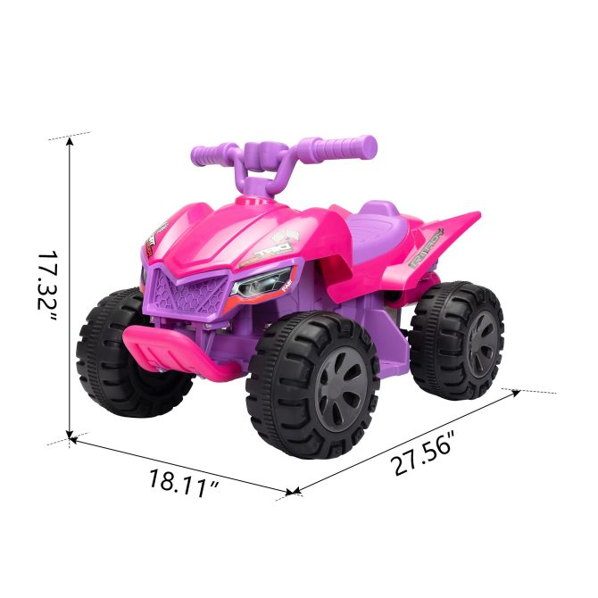 Kids Ride-on ATV, 6V Battery Powered Electric Quad Car with Music, LED Lights and Spray Device, 4 Wheeled Ride-on Toy for Toddlers Age 3-5, Rose Red - Image 4