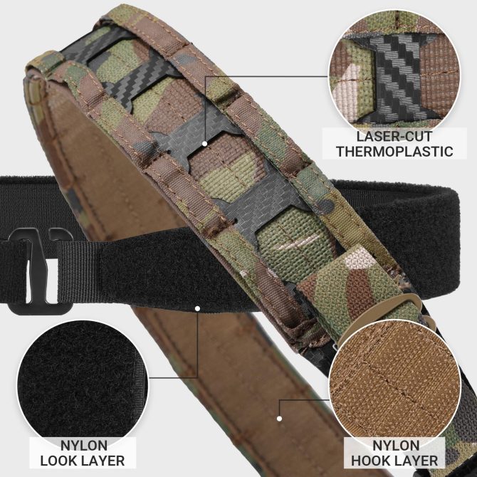 VOTAGOO Tactical Belt, 1.75'' MOLLE Battle Belt with Quick Release Buckle, Low Profile Laser-Cut Battle Belt for Range - Image 3