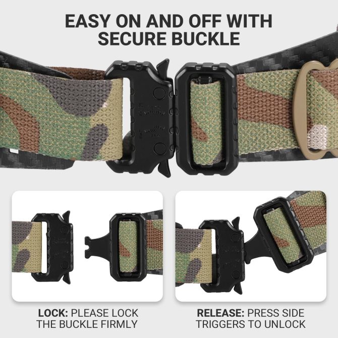 VOTAGOO Tactical Belt, 1.75'' MOLLE Battle Belt with Quick Release Buckle, Low Profile Laser-Cut Battle Belt for Range - Image 4
