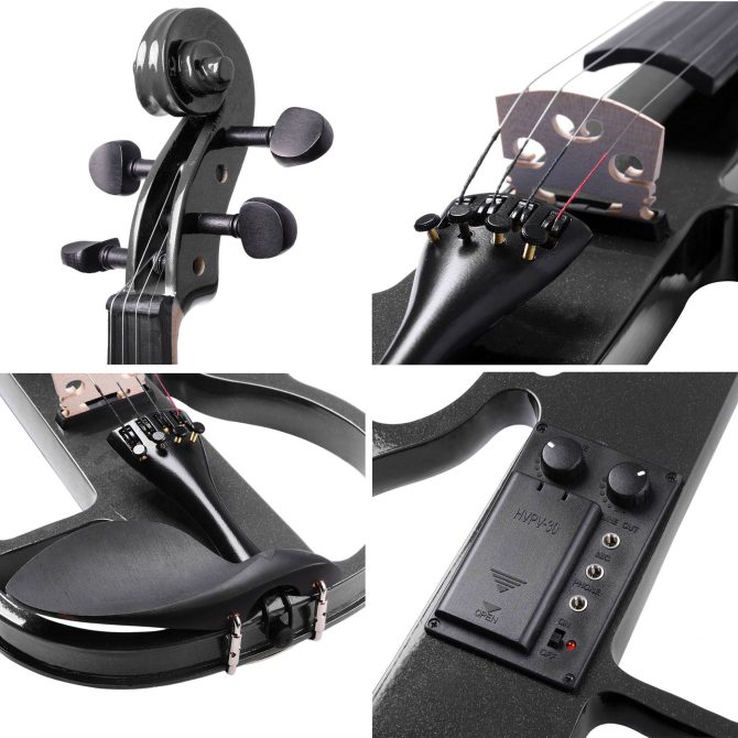 4/4 Violin Electric Violin(right hand)Black - Image 4