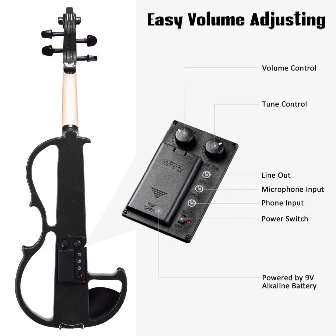 4/4 Violin Electric Violin(right hand)Black - Image 8