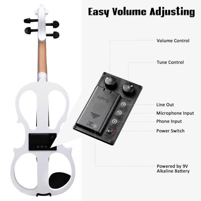 4/4 Violin Electric Violin(right hand)white - Image 8