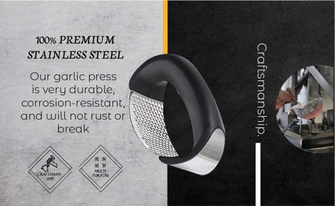 Stainless Steel Garlic Press - Image 3