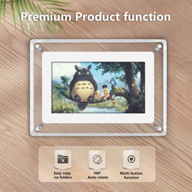 7-inch Digital Picture Frame,Acrylic Video Frame with Auto Rotate Playback, 2GB Internal Memory and 1500mAh Battery, Supports 1024 * 600 Resolution, Ideal Desktop Decorations - Image 2