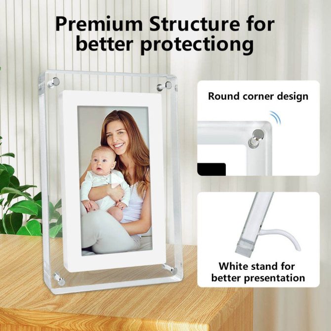 7-inch Digital Picture Frame,Acrylic Video Frame with Auto Rotate Playback, 2GB Internal Memory and 1500mAh Battery, Supports 1024 * 600 Resolution, Ideal Desktop Decorations - Image 4