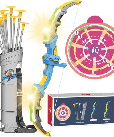 Bow and Arrow Set for Kids, Toyokar Archery Set Toy with Light-up LEDs, 10 suction bows and arrows, indoor and outdoor sports toys.Boys Kids Gifts Toys