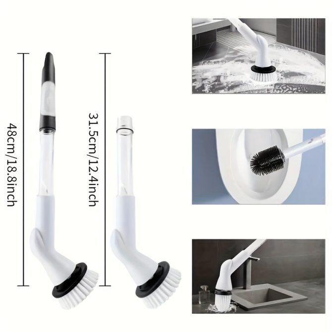 Electric cleaning brush Can add detergent, liquid cleaning brush with 2/5/6 heads, Can add cleaning solution, 2 replaceable brush heads, simple to use, efficient cleaning, electric cleaning brush - Image 23