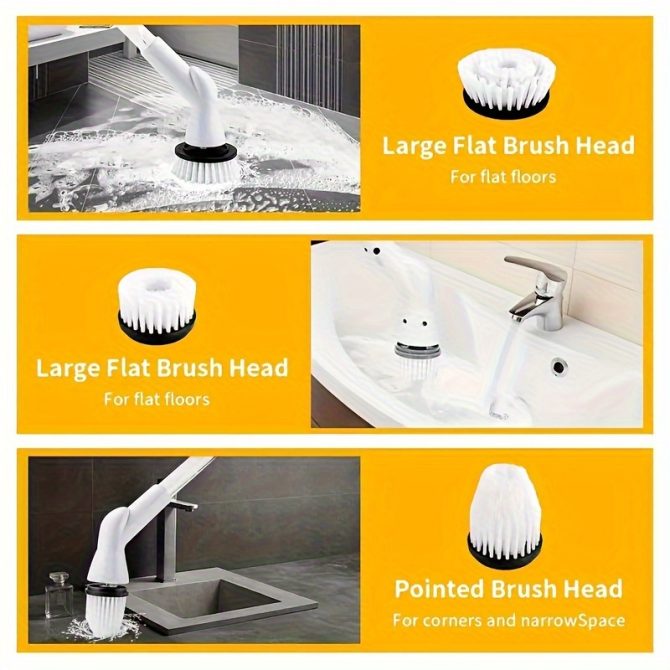 Electric cleaning brush Can add detergent, liquid cleaning brush with 2/5/6 heads, Can add cleaning solution, 2 replaceable brush heads, simple to use, efficient cleaning, electric cleaning brush - Image 24