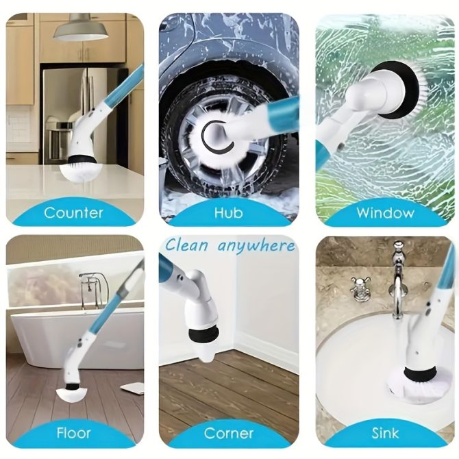 Electric cleaning brush Can add detergent, liquid cleaning brush with 2/5/6 heads, Can add cleaning solution, 2 replaceable brush heads, simple to use, efficient cleaning, electric cleaning brush - Image 27