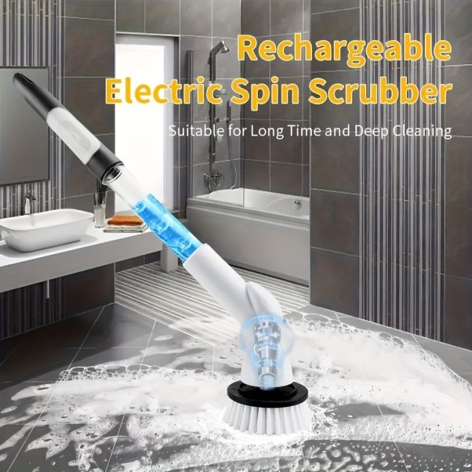 Electric cleaning brush Can add detergent, liquid cleaning brush with 2/5/6 heads, Can add cleaning solution, 2 replaceable brush heads, simple to use, efficient cleaning, electric cleaning brush - Image 29