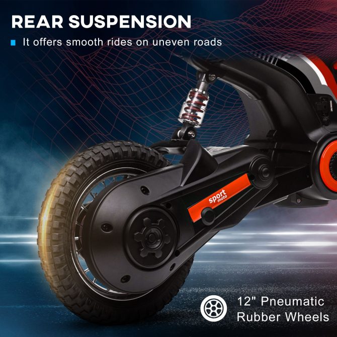 Aosom Electric Dirt Bike with Twist Grip Throttle, 24V 350W Off-Road Electric Motorcycle, Up to 15 MPH with Brake, Music Horn, Rear Suspension for Ages 13+ Years, Red - Image 2
