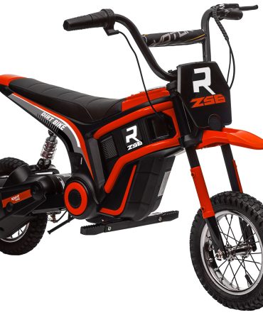 Aosom Electric Dirt Bike with Twist Grip Throttle, 24V 350W Off-Road Electric Motorcycle, Up to 15 MPH with Brake, Music Horn, Rear Suspension for Ages 13+ Years, Red