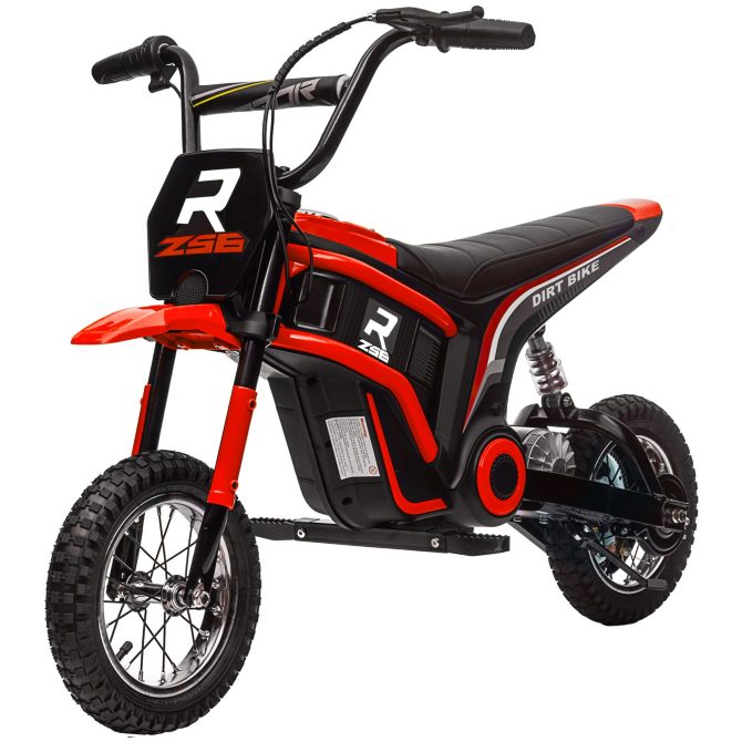 Aosom Electric Dirt Bike with Twist Grip Throttle, 24V 350W Off-Road Electric Motorcycle, Up to 15 MPH with Brake, Music Horn, Rear Suspension for Ages 13+ Years, Red - Image 8
