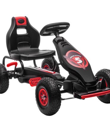 Aosom Kids Pedal Go Kart Ride-on Toy with Ergonomic Comfort, Pedal Car with Tough, Wear-Resistant Tread, Go Cart Kids Car for Boys & Girls with Suspension System, Safety Hand Brake, Ages 5-12, Red