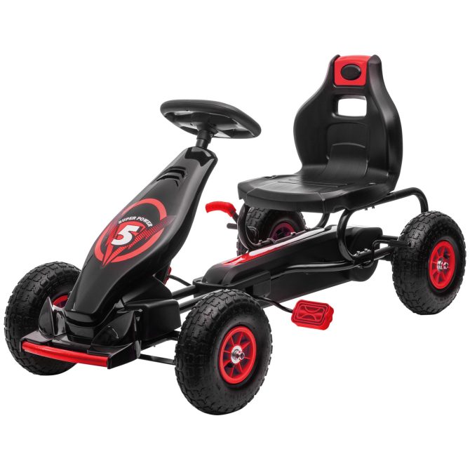 Aosom Kids Pedal Go Kart Ride-on Toy with Ergonomic Comfort, Pedal Car with Tough, Wear-Resistant Tread, Go Cart Kids Car for Boys & Girls with Suspension System, Safety Hand Brake, Ages 5-12, Red - Image 10