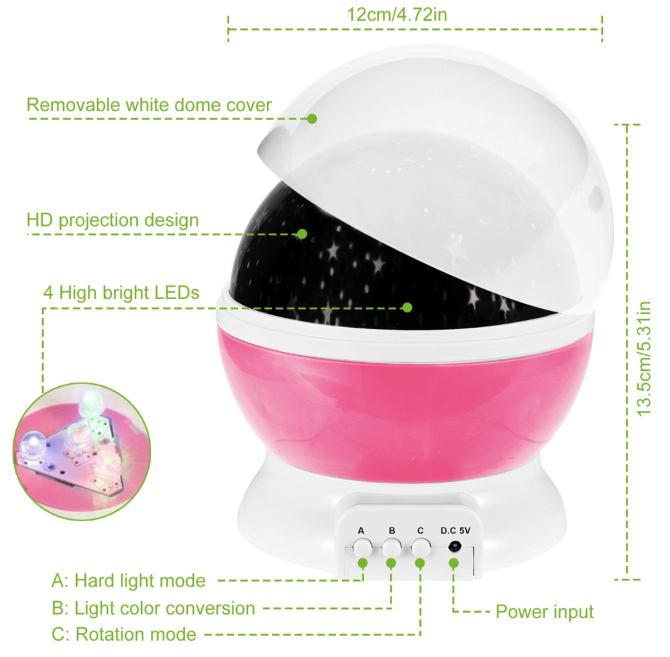 LED Star Sky Projector Night Light Kids Rotating Starry Night Lamp USB Sleep Light Xmas Gift - Image 9