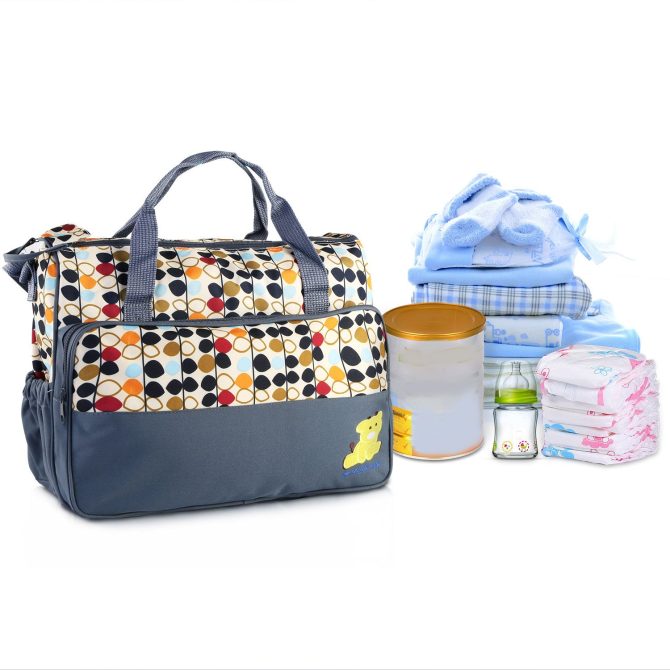 5PCS Baby Nappy Diaper Bags Set Mummy Diaper Shoulder Bags w/ Nappy Changing Pad Insulated Pockets Travel Tote Bags - Image 22