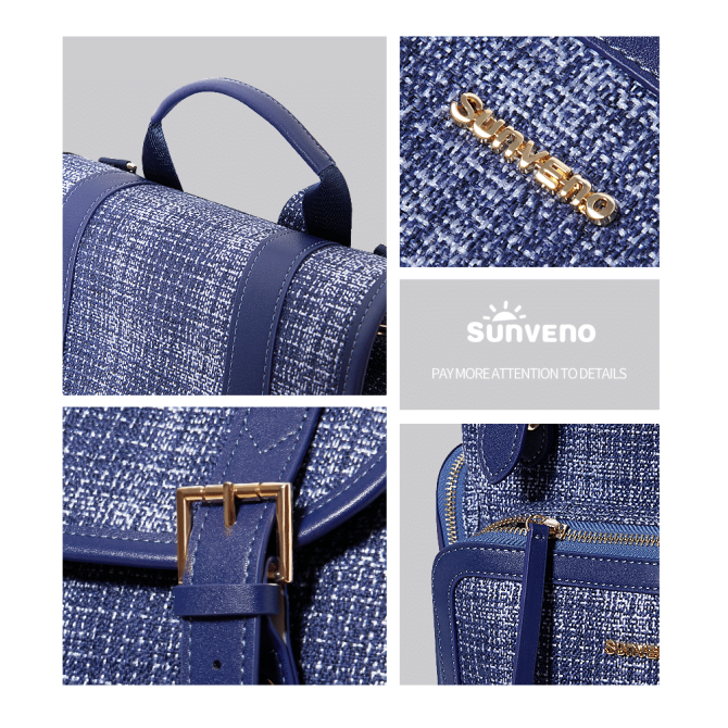 SUNVENO Diaper Bag Backpack, Baby Changing Bag Nappy Tweed Baby Diaper Bags Multifunction Waterproof for Travel - Image 5