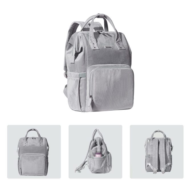 SUNVENO Velvet Stitching Diaper Bag Backpack Large Capacity Tote Shoulder Nappy Bag Organizer for Baby Care with Insulated Pockets,Waterproof Fabric - Image 10