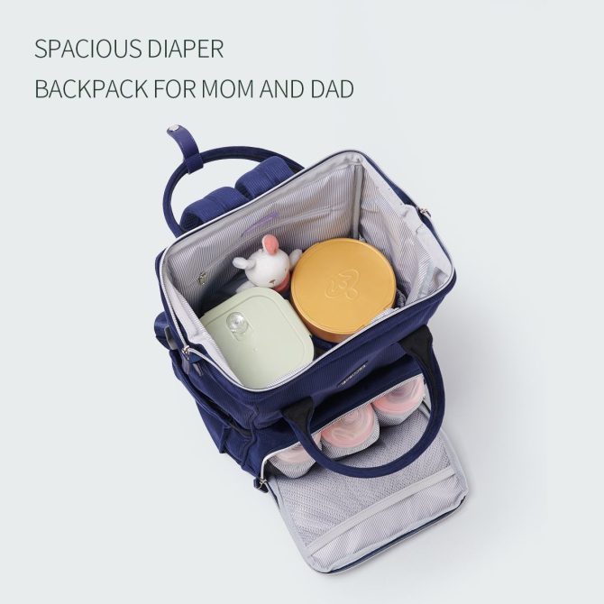 SUNVENO Velvet Stitching Diaper Bag Backpack Large Capacity Tote Shoulder Nappy Bag Organizer for Baby Care with Insulated Pockets,Waterproof Fabric - Image 16