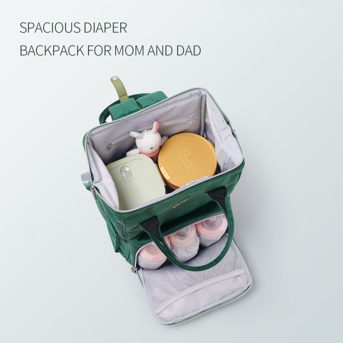 SUNVENO Velvet Stitching Diaper Bag Backpack Large Capacity Tote Shoulder Nappy Bag Organizer for Baby Care with Insulated Pockets,Waterproof Fabric - Image 34