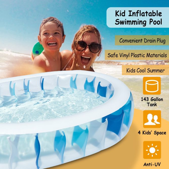 90×60×20In Inflatable Swimming Pool Blow Up Family Pool For Kids Foldable Swim Ball Pool Center