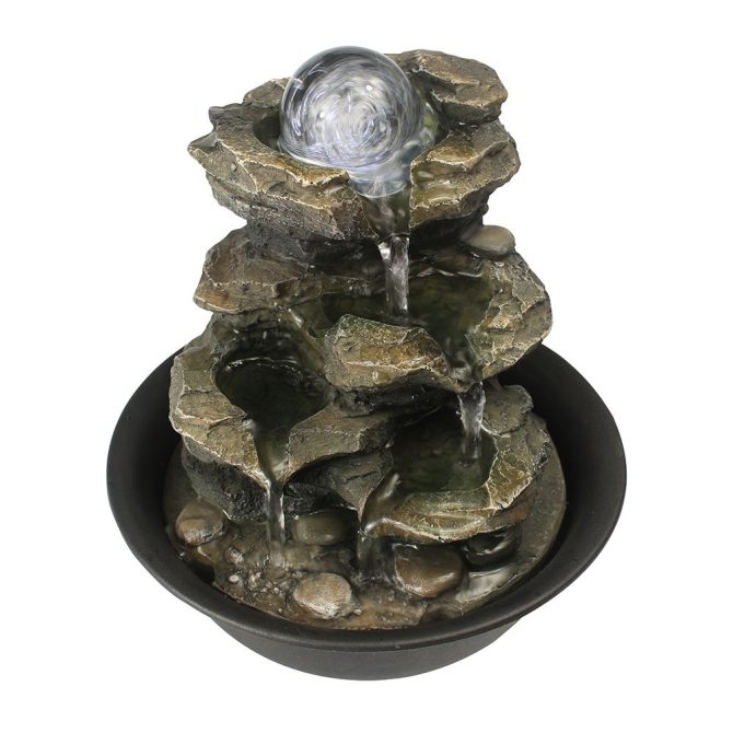 8.3inches Rock Cascading Tabletop Fountain with LED Light for Home Office Bedroom Relaxation - Image 4