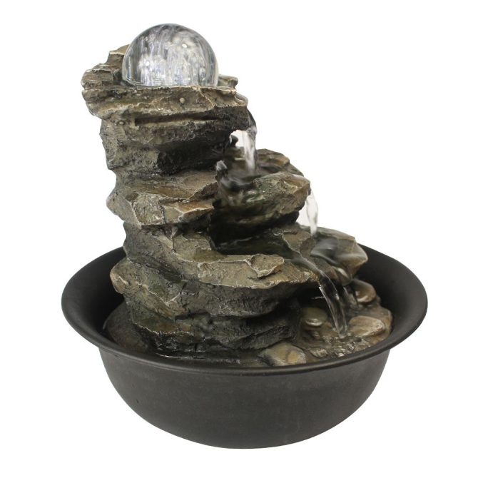 8.3inches Rock Cascading Tabletop Fountain with LED Light for Home Office Bedroom Relaxation - Image 6