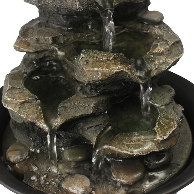 8.3inches Rock Cascading Tabletop Fountain with LED Light for Home Office Bedroom Relaxation - Image 7
