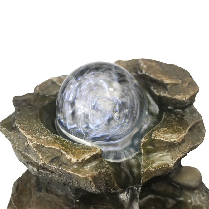 8.3inches Rock Cascading Tabletop Fountain with LED Light for Home Office Bedroom Relaxation - Image 8