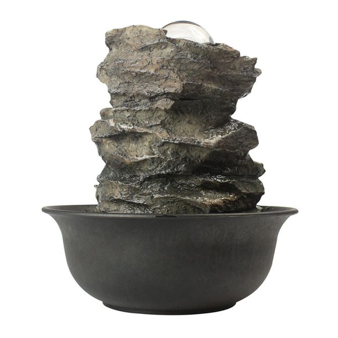 8.3inches Rock Cascading Tabletop Fountain with LED Light for Home Office Bedroom Relaxation - Image 9