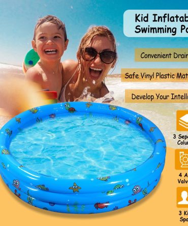 51x13In Inflatable Swimming Pool Blow Up Family Pool For 3 Kids Foldable Swim Ball Pool