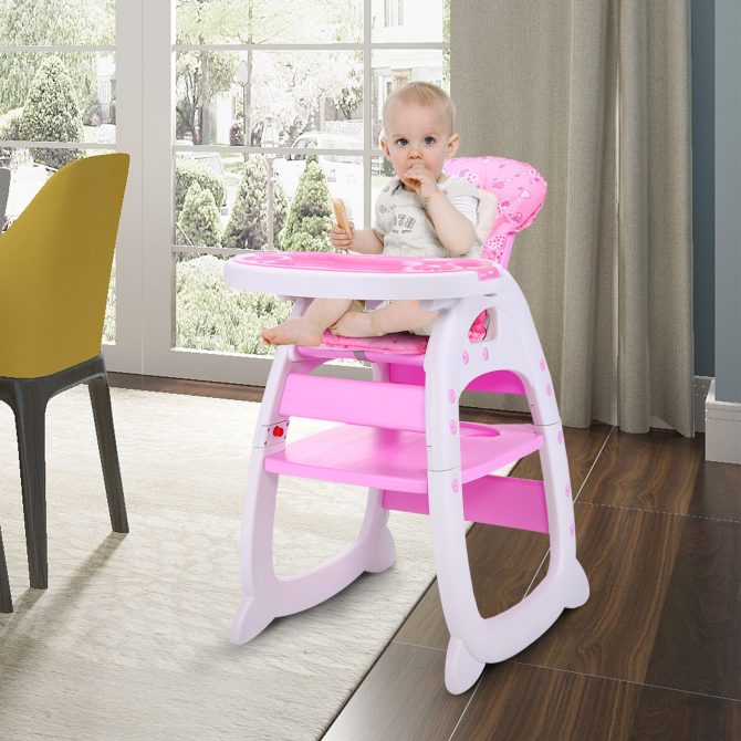 Multipurpose Adjustable Highchair,Children's dining chair for Baby Toddler Dinning Table with Feeding Tray and 5-Point Safety Buckle XH - Image 22