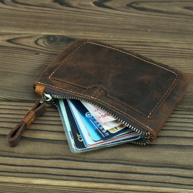The Cael | Handmade Leather Coin Purse with Zipper - Image 8