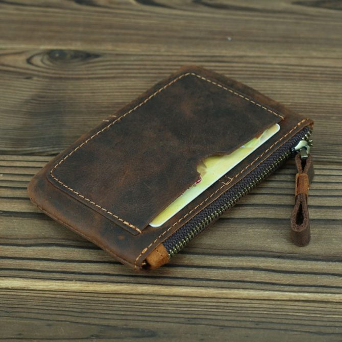 The Cael | Handmade Leather Coin Purse with Zipper - Image 9