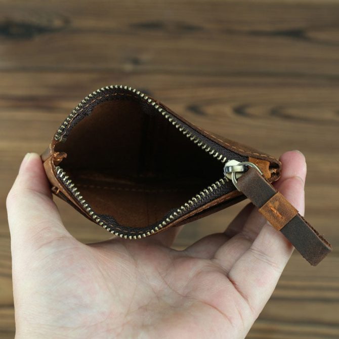 The Cael | Handmade Leather Coin Purse with Zipper - Image 10