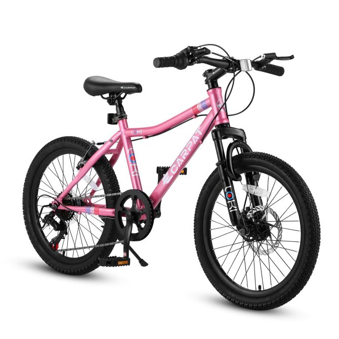 S20101 20 Inch Kids' Bike, Boys Girls Mountain Bike Ages 8-12, 7 Speed Teenager Children Kids' Bicycles, Front Suspension Disc Brake Rear V-Brake, High Steel Frame
