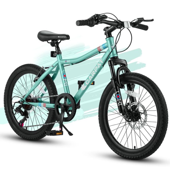 S20101 20 Inch Kids' Bike, Boys Girls Mountain Bike Ages 8-12, 7 Speed Teenager Children Kids' Bicycles, Front Suspension Disc Brake Rear V-Brake, High Steel Frame - Image 2