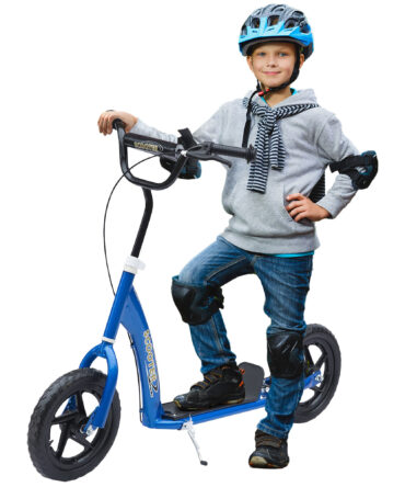 HOMCOM Kick Scooter for Kids 5-12 Years Old, Big Wheel Kids Scooter with Adjustable Height Handlebar, Non-slip Footplate, Rear Brake, Blue