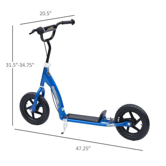 HOMCOM Kick Scooter for Kids 5-12 Years Old, Big Wheel Kids Scooter with Adjustable Height Handlebar, Non-slip Footplate, Rear Brake, Blue - Image 7