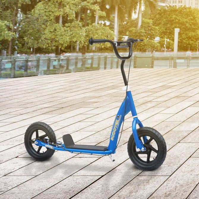 HOMCOM Kick Scooter for Kids 5-12 Years Old, Big Wheel Kids Scooter with Adjustable Height Handlebar, Non-slip Footplate, Rear Brake, Blue - Image 8