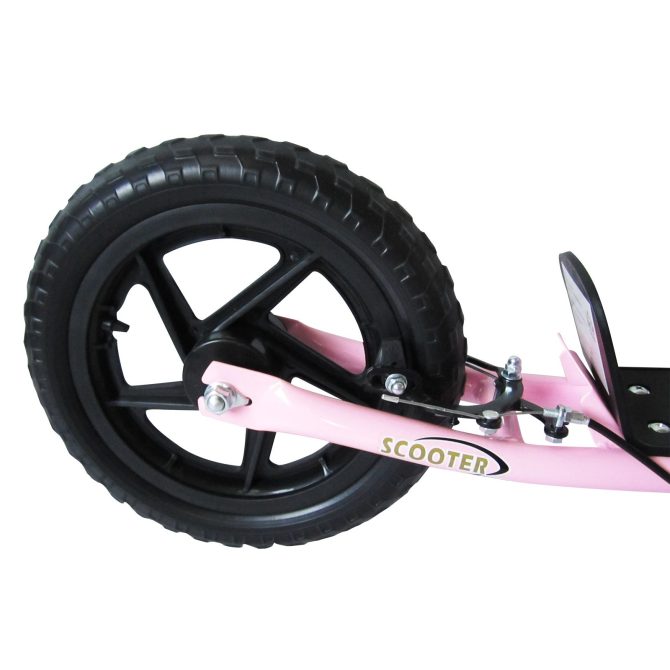 HOMCOM Kick Scooter for Kids 5-12 Years Old, Big Wheel Kids Scooter with Adjustable Height Handlebar, Non-slip Footplate, Rear Brake, Pink - Image 2