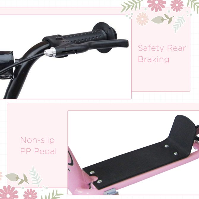 HOMCOM Kick Scooter for Kids 5-12 Years Old, Big Wheel Kids Scooter with Adjustable Height Handlebar, Non-slip Footplate, Rear Brake, Pink - Image 5