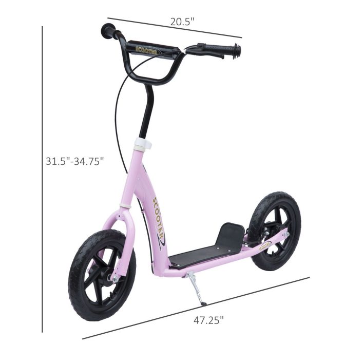 HOMCOM Kick Scooter for Kids 5-12 Years Old, Big Wheel Kids Scooter with Adjustable Height Handlebar, Non-slip Footplate, Rear Brake, Pink - Image 7