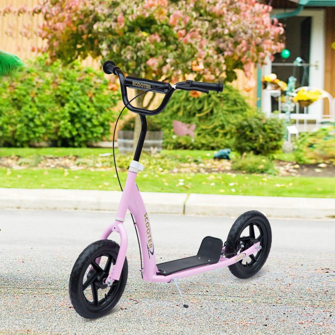 HOMCOM Kick Scooter for Kids 5-12 Years Old, Big Wheel Kids Scooter with Adjustable Height Handlebar, Non-slip Footplate, Rear Brake, Pink - Image 8