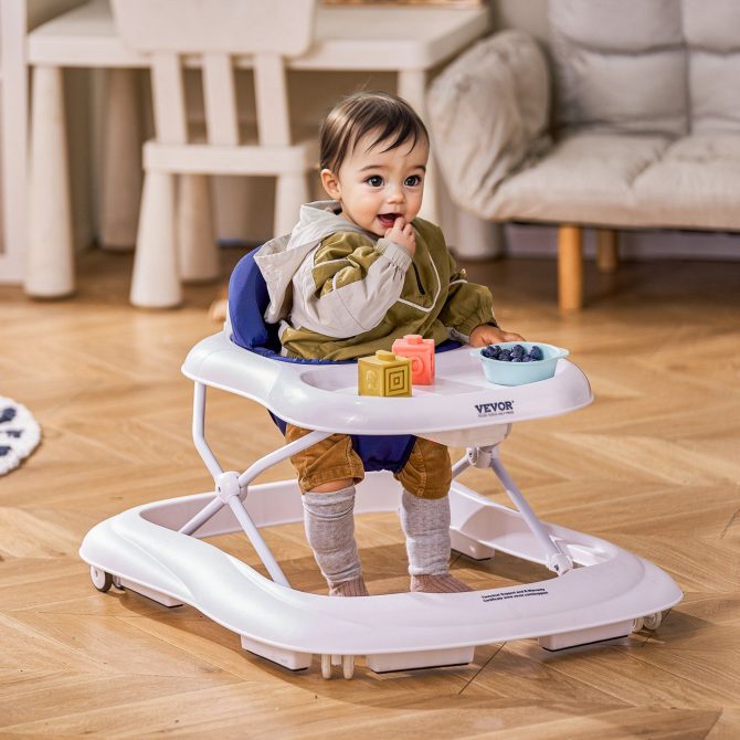 VEVOR Baby Walker, Foldable Baby Walkers with 3-Level Adjustable Height, Rolling Toddler Walker and Activity Center with Wheels & Feeding Tray, Anti-Rollover Activity Helper for Boy Girl 6-12 Months - Image 8