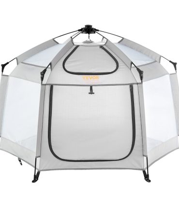 VEVOR Baby Playpen with Canopy, Indoor/Outdoor Portable Playpen for Babies and Toddler, Lightweight & Foldable, Pop Up Toddler Play Yard with 3 Sun-Shades & Travel Bag for Park Beach Home, 59.8"x59.8"