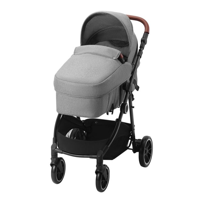 VEVOR Standard Baby Stroller, Infant Toddler Stroller with Bassinet, 3rd-Gear Adjustable Backrest & Foldable & Reversible Seat, Carbon Steel Newborn Stroller with Leg Cover and Mesh Net, Dark Grey