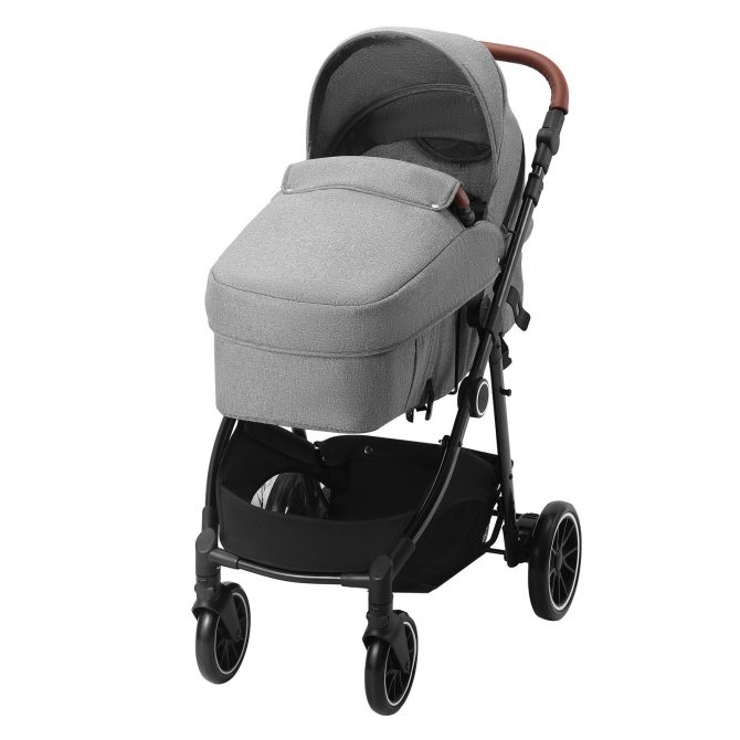 VEVOR Standard Baby Stroller, Infant Toddler Stroller with Bassinet, 3rd-Gear Adjustable Backrest & Foldable & Reversible Seat, Carbon Steel Newborn Stroller with Leg Cover and Mesh Net, Dark Grey - Image 10