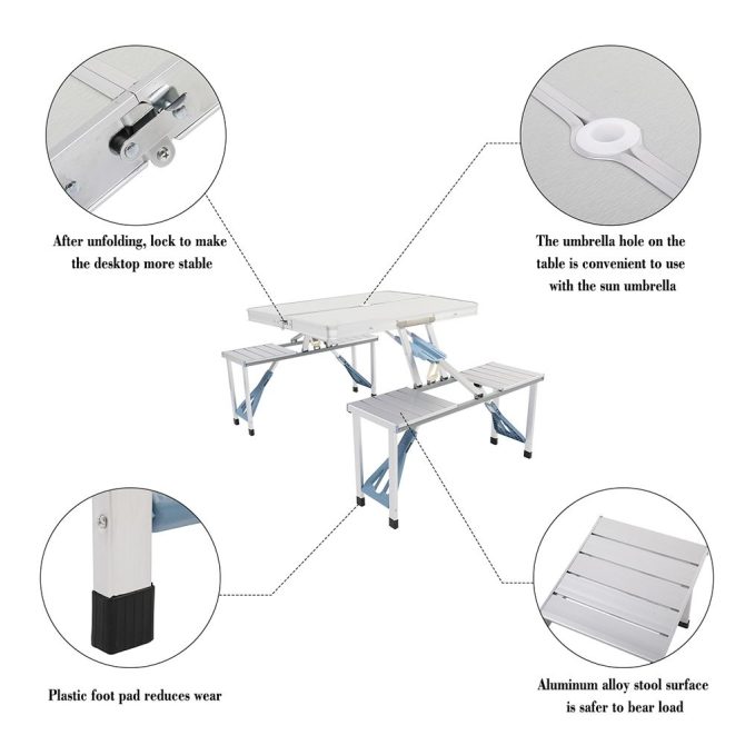 One Piece Folding Table and Chair Aluminum Alloy--YS - Image 8